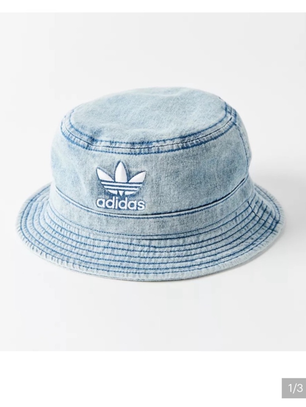 Adidas Originals Denim Bucket Hat Chambray Blue Trefoil Logo Unisex NWT
